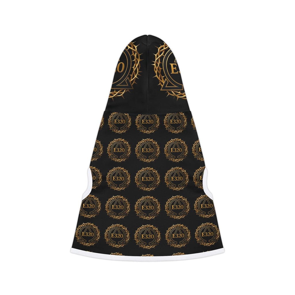 Pet Hoodie — Luxe Black & Gold Crest Pattern Hooded Dog Sweatshirt