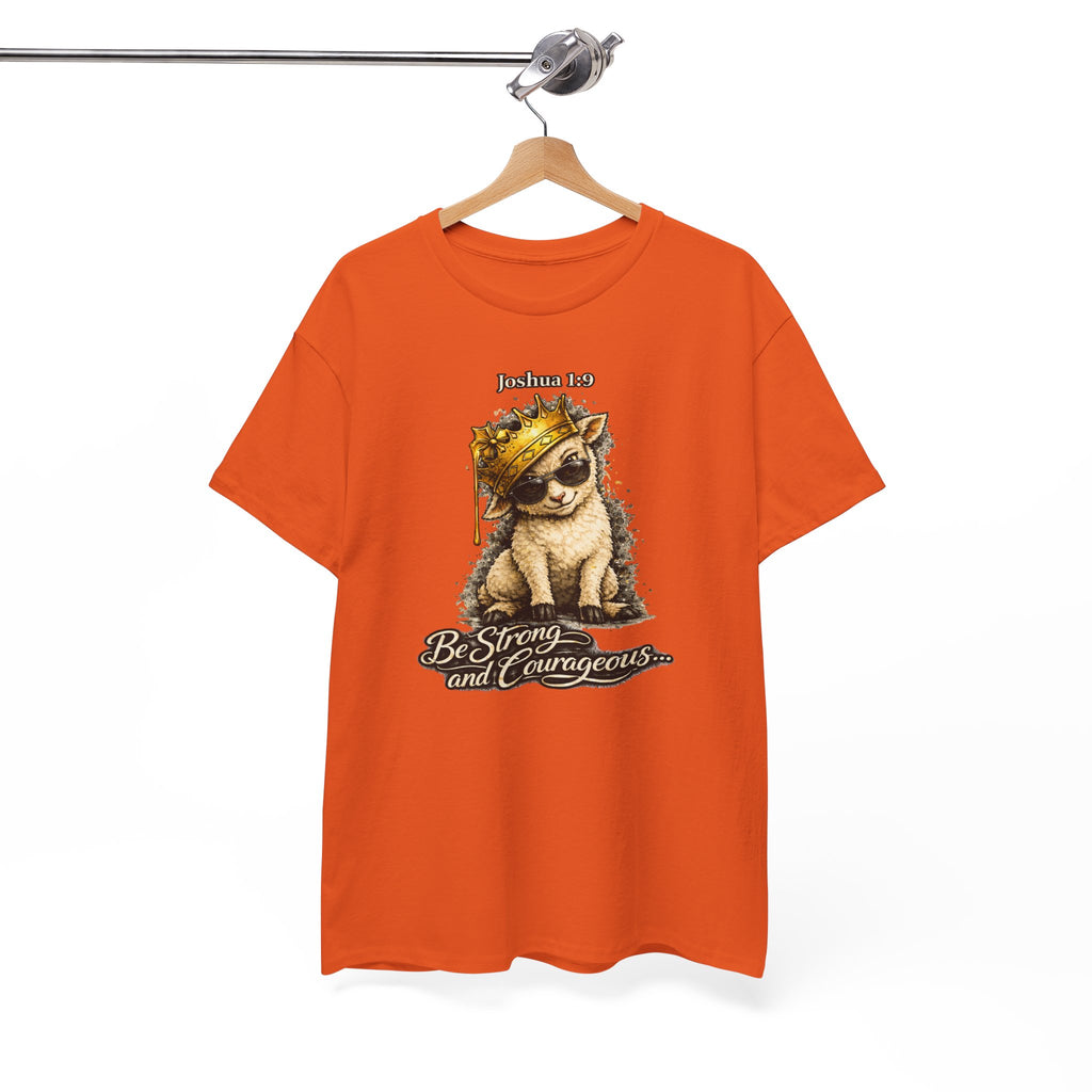 Joshua 1:9 Lion and Lamb Tee — "Be Strong and Courageous / God Is With You" Inspirational Graphic T-Shirt