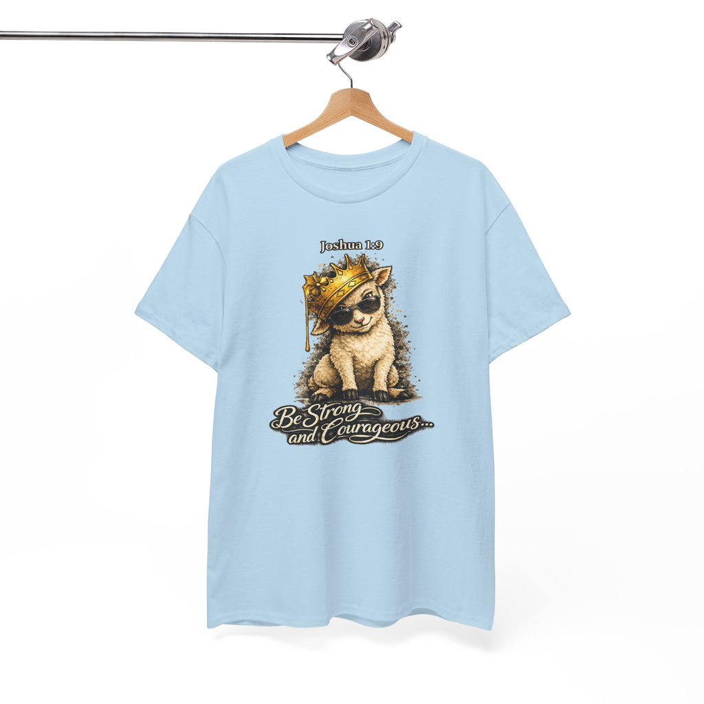Joshua 1:9 Lion and Lamb Tee — "Be Strong and Courageous / God Is With You" Inspirational Graphic T-Shirt