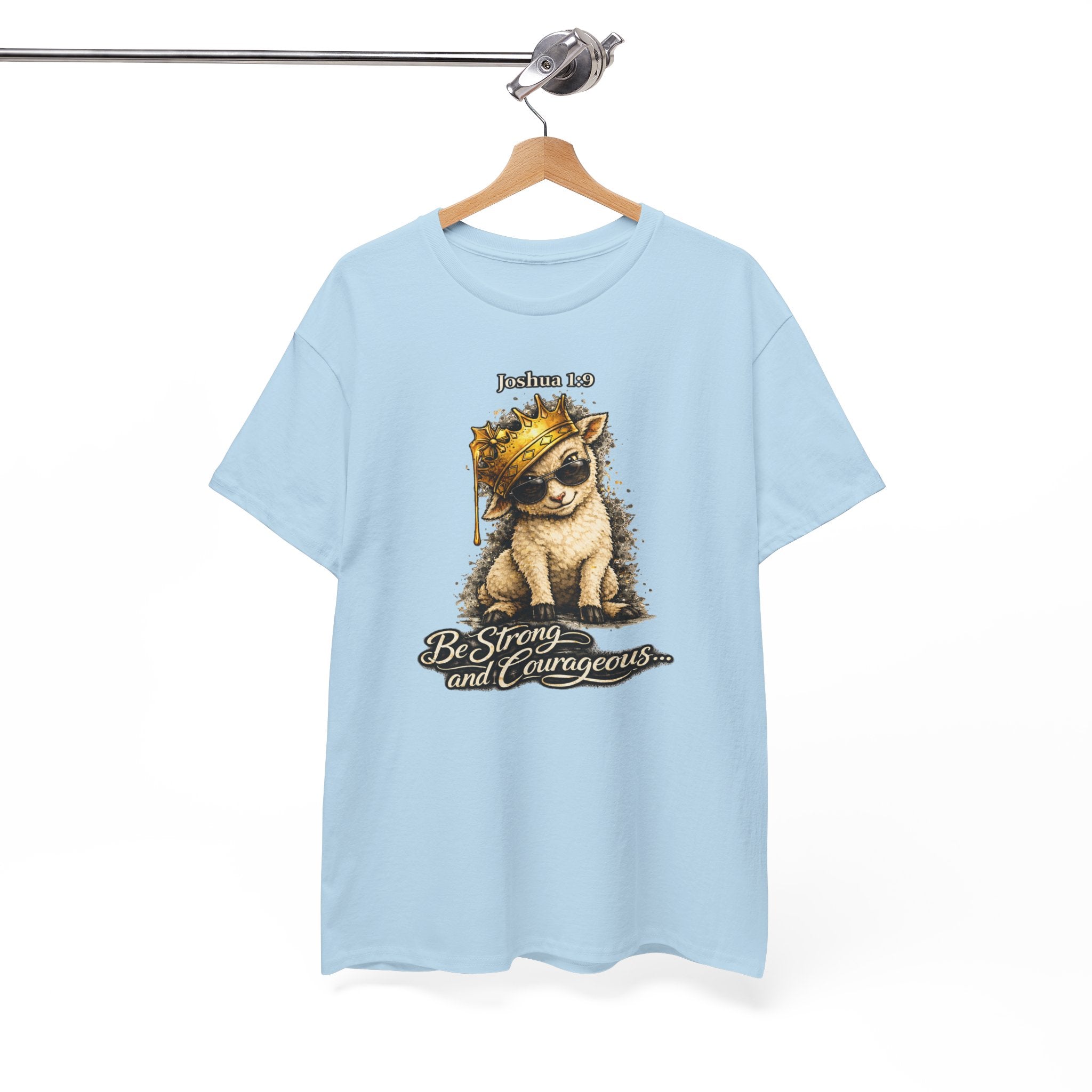 Joshua 1:9 Lion and Lamb Tee — "Be Strong and Courageous / God Is With You" Inspirational Graphic T-Shirt