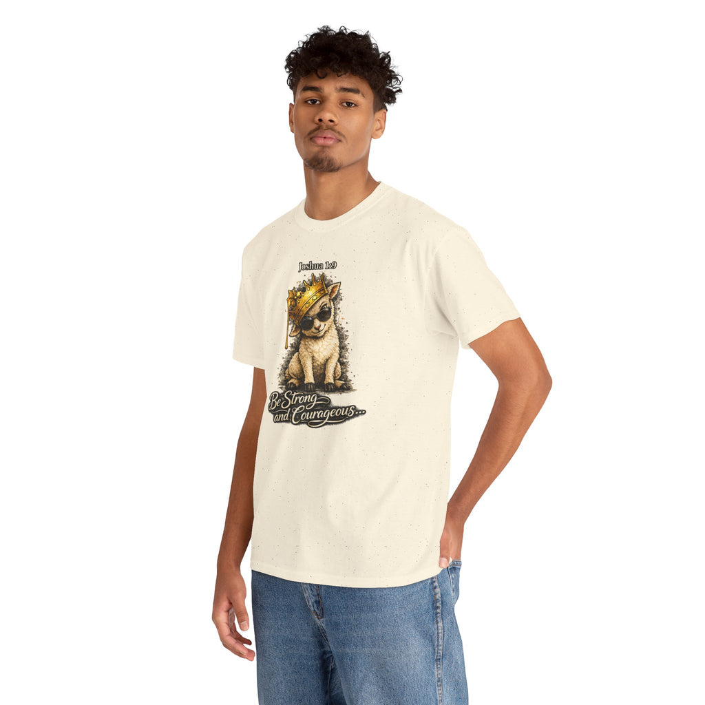 Joshua 1:9 Lion and Lamb Tee — "Be Strong and Courageous / God Is With You" Inspirational Graphic T-Shirt