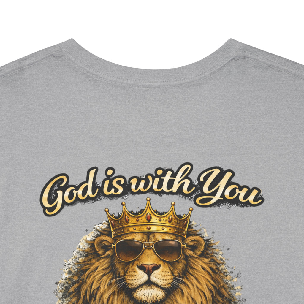 Joshua 1:9 Lion and Lamb Tee — "Be Strong and Courageous / God Is With You" Inspirational Graphic T-Shirt
