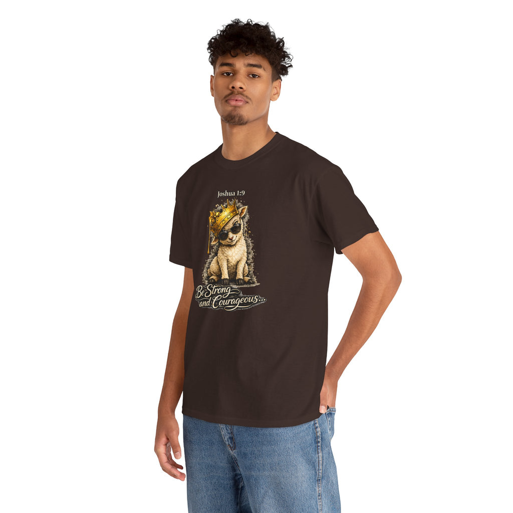 Joshua 1:9 Lion and Lamb Tee — "Be Strong and Courageous / God Is With You" Inspirational Graphic T-Shirt