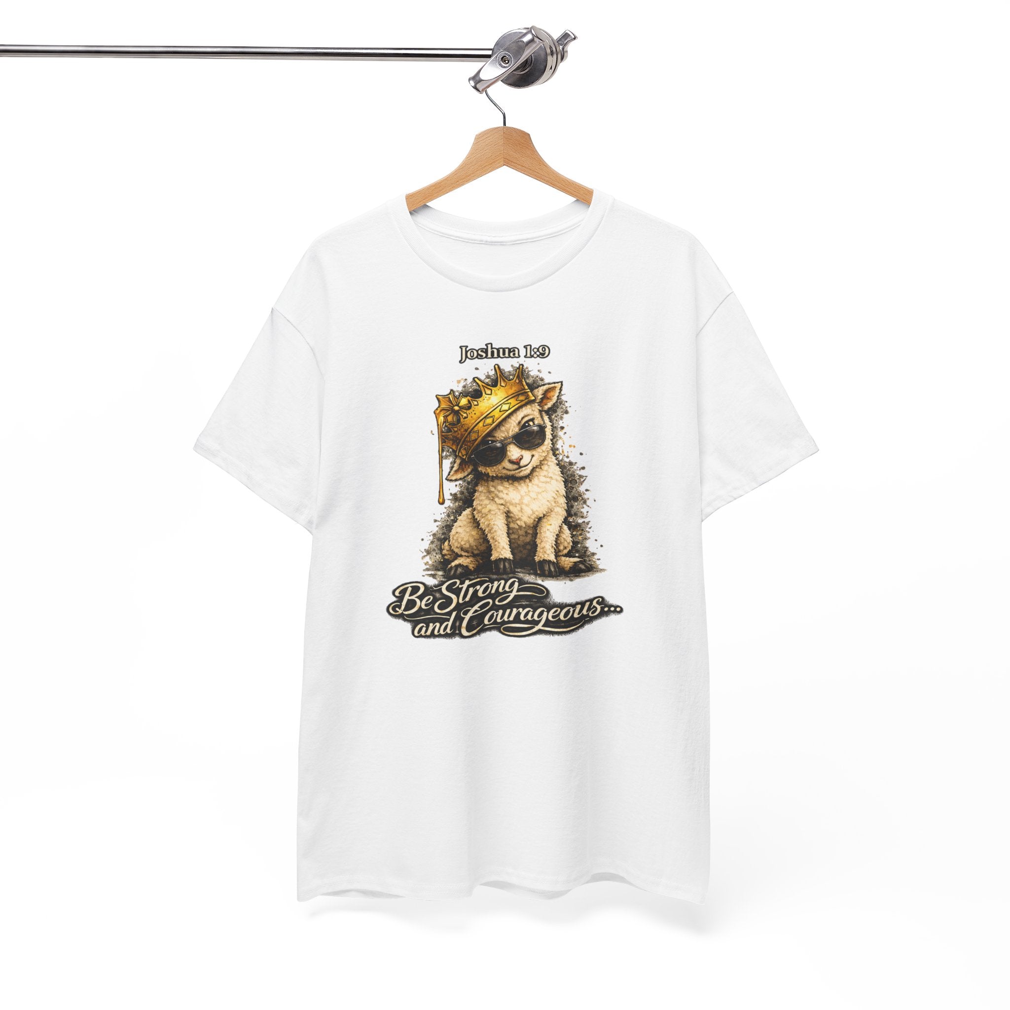 Joshua 1:9 Lion and Lamb Tee — "Be Strong and Courageous / God Is With You" Inspirational Graphic T-Shirt